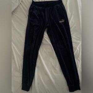Black + Gold  Comfy Velvet Material ‘Puma’ Joggers.